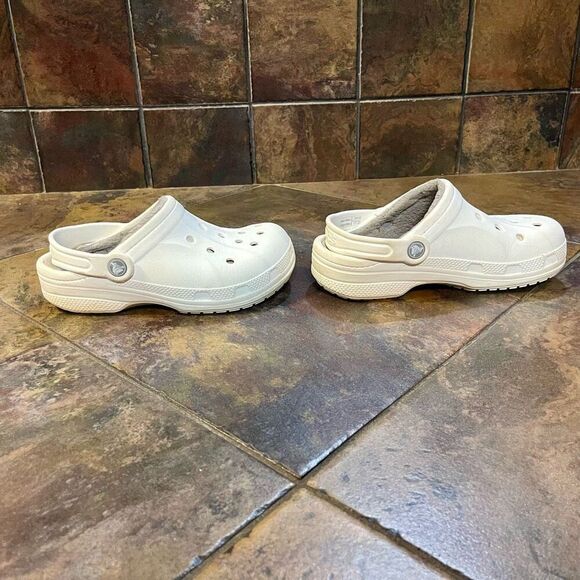 Crocs Kids White Lined Slingback Clogs 3 J 5 - Picture 3 of 12